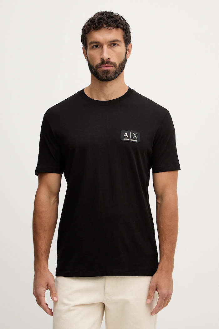 Bavlněné tričko Armani Exchange hladký černá XM002178.AF12308
