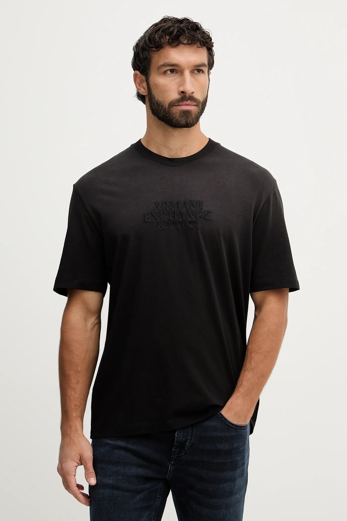 Bavlněné tričko Armani Exchange hladký černá XM001786.AF13357
