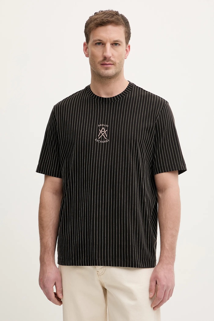 Bavlněné tričko Armani Exchange kulatý černá XM001791.AF10356