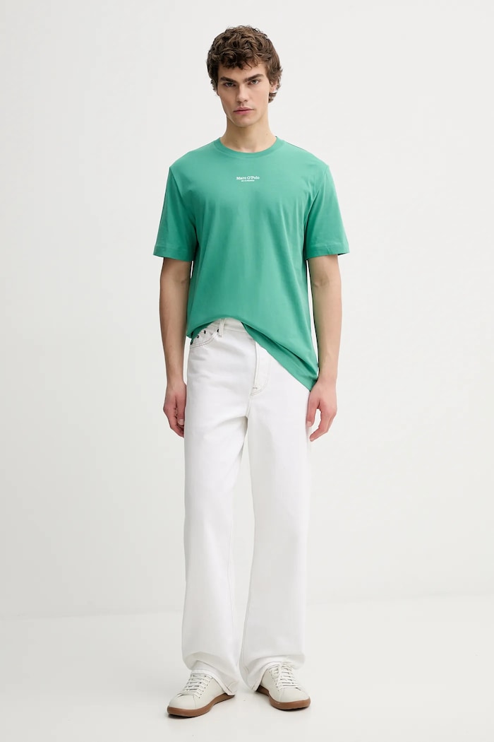 Βαμβακερό μπλουζάκι Marc O'Polo 620201251382 πράσινο SS26