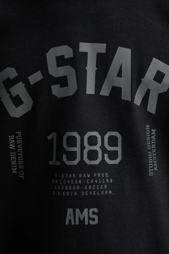 Памучна тениска G-Star 89 back gr loose D26857.C784 черен