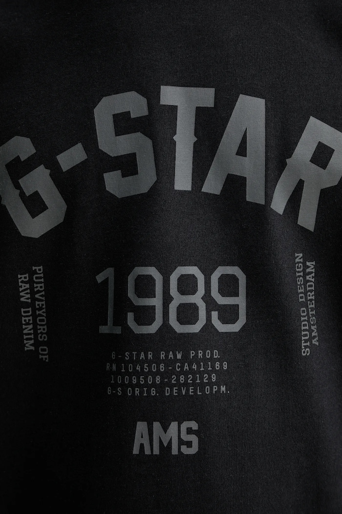 Памучна тениска G-Star 89 back gr loose D26857.C784 черен