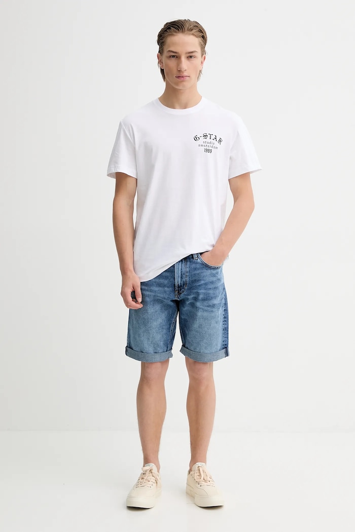 Памучна тениска G-Star Studio ams D26862.336 бял SS26
