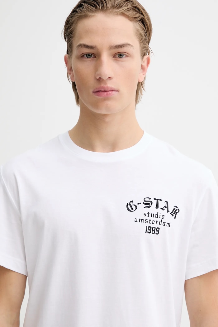 Памучна тениска G-Star Studio ams бял D26862.336