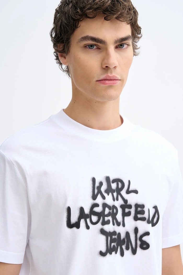 Памучна тениска Karl Lagerfeld Jeans бял B1M17065