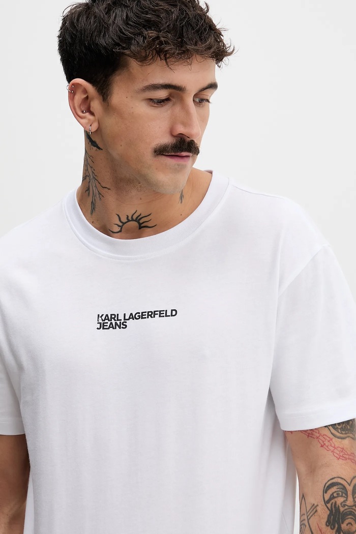 Karl Lagerfeld Jeans pamut póló fehér B1M17067