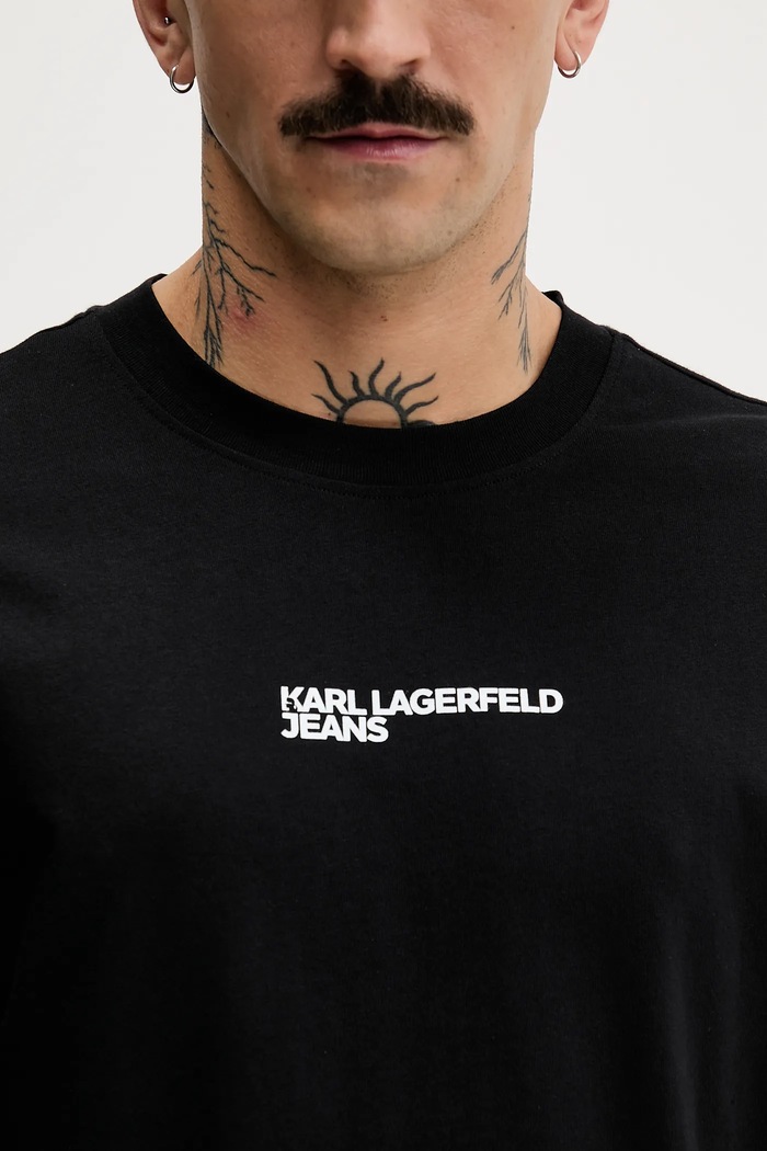 Karl Lagerfeld Jeans pamut póló B1M17067 fekete