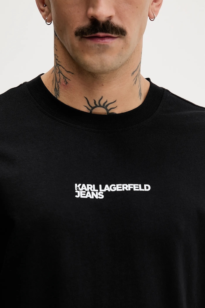 Karl Lagerfeld Jeans pamut póló B1M17067 fekete