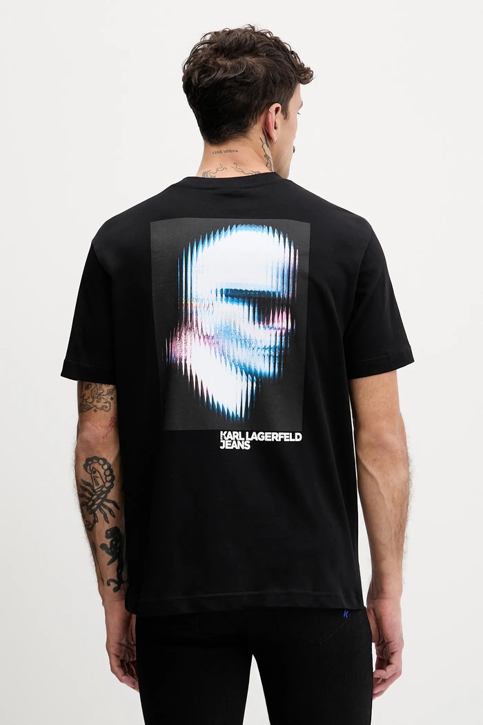 Karl Lagerfeld Jeans t-shirt bawełniany nadruk czarny B1M17069
