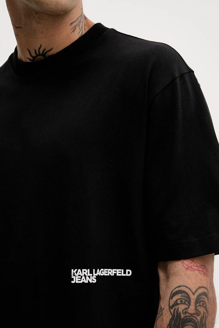 Karl Lagerfeld Jeans pamut póló B1M17073 fekete