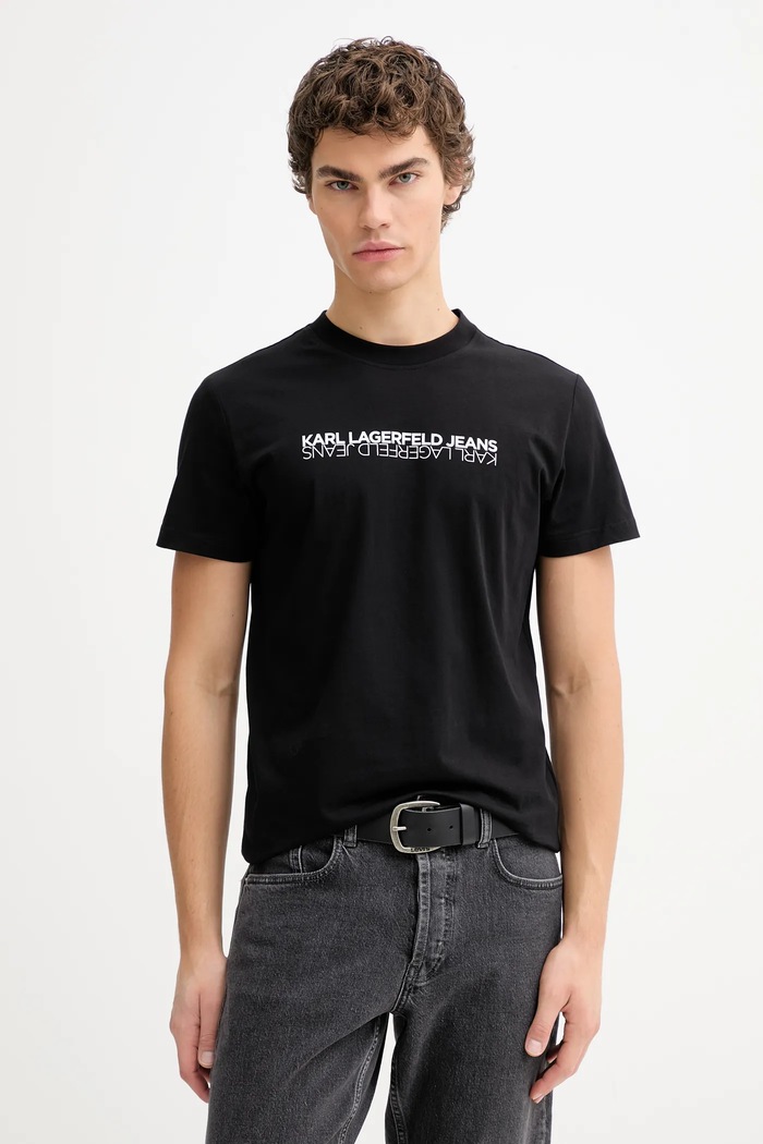 Памучна тениска Karl Lagerfeld Jeans стандартна черен B1M17063
