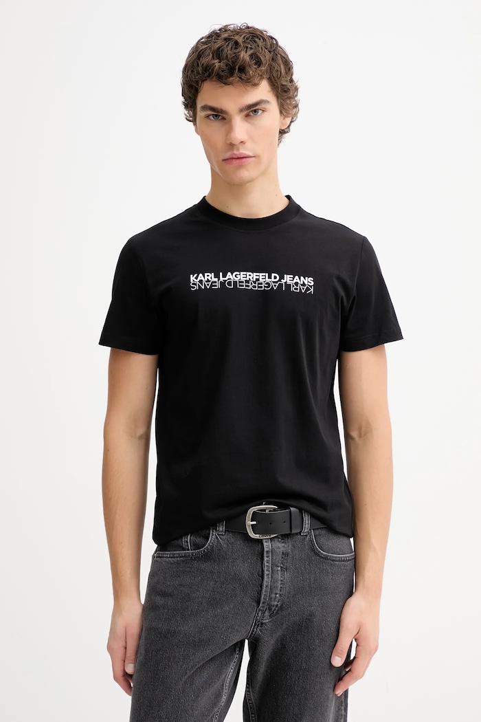 Памучна тениска Karl Lagerfeld Jeans стандартна черен B1M17063