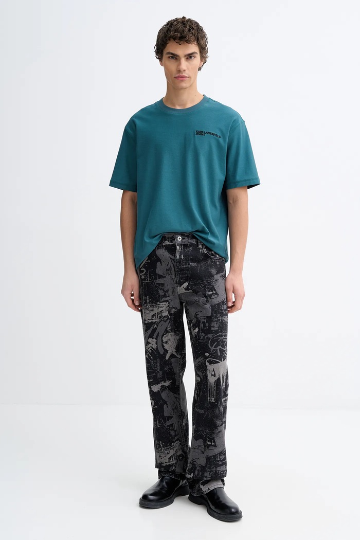 Karl Lagerfeld Jeans t-shirt bawełniany B1M17072 turkusowy SS26
