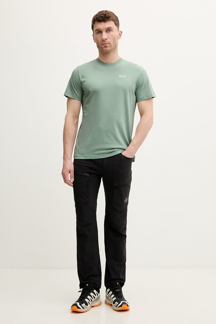 Jack Wolfskin tricou pentru bărbați, din bumbac Essential A65917 verde SS26
