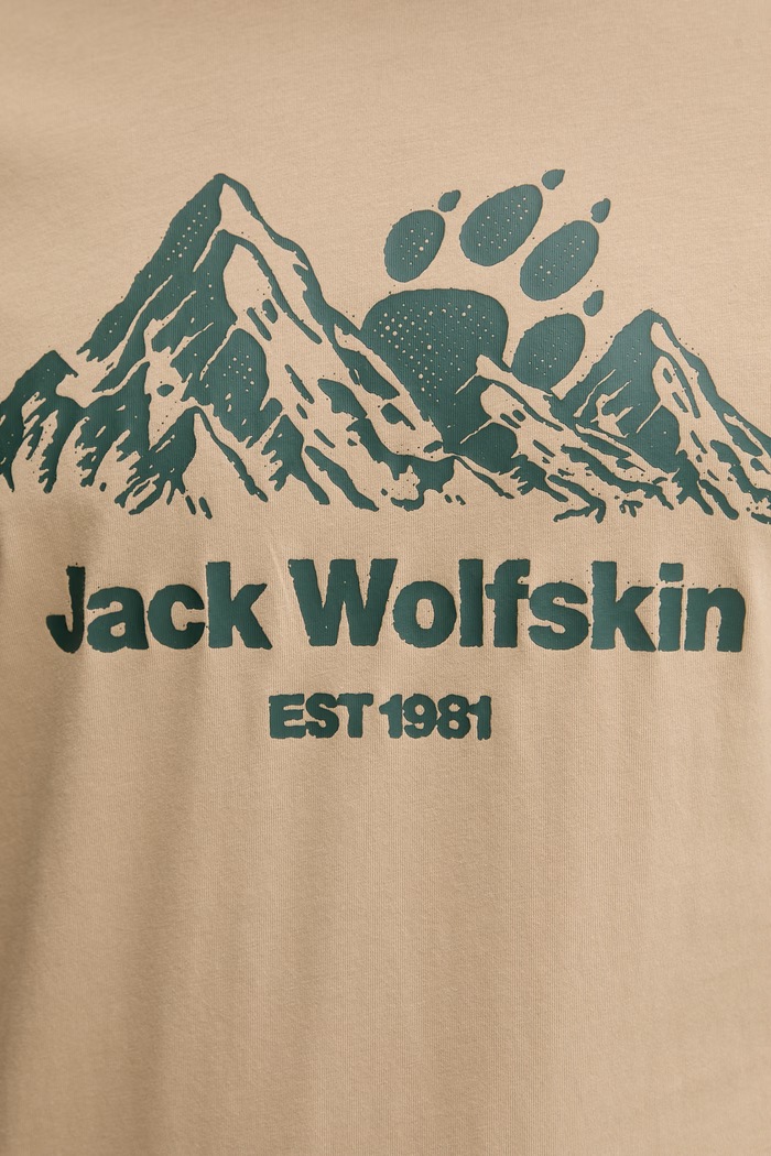 Jack Wolfskin t-shirt Ανδρικό βαμβακερό Carefree A66090 μπεζ