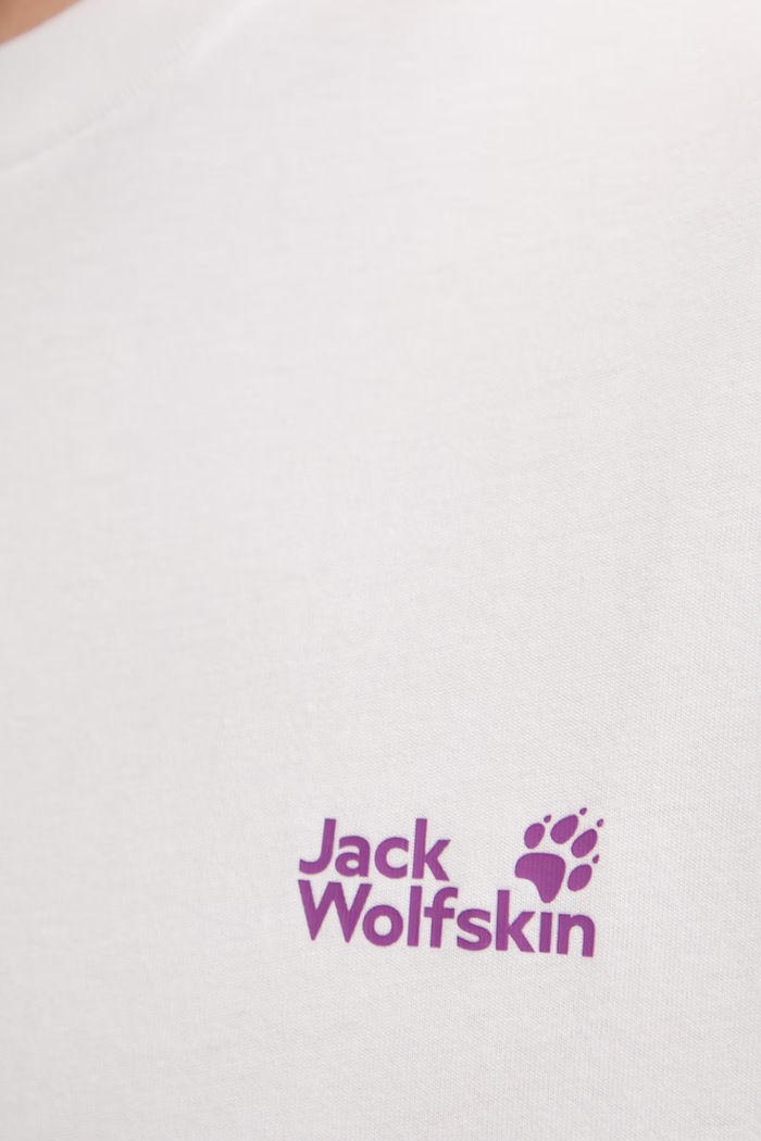Jack Wolfskin tréningové tričko pánske bavlnené Celebrate The Paw A65912 biela