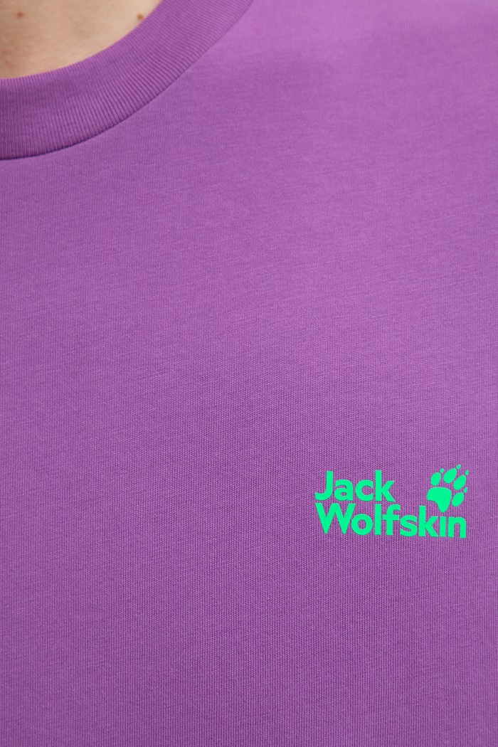Jack Wolfskin tréningové tričko pánske bavlnené Celebrate The Paw A65912 fialová