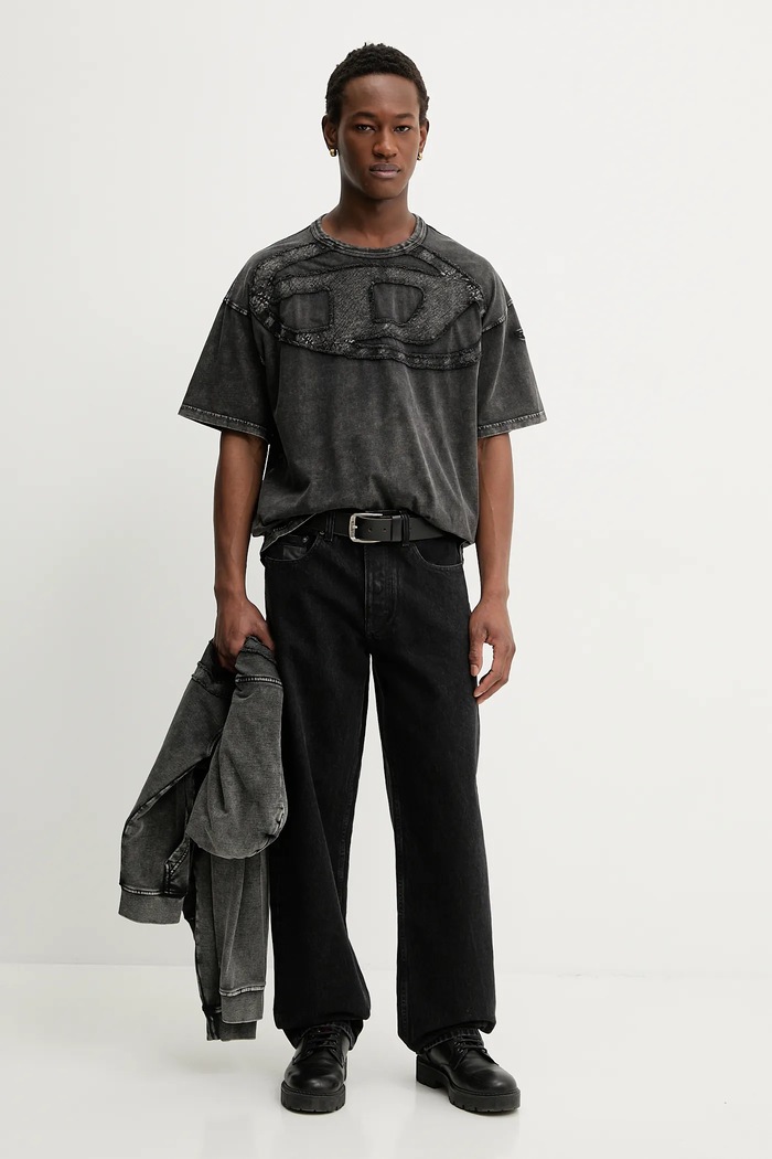 Diesel T-shirt férfi pamut T-BOXT-DEN A19545.0HGBX szürke SS26