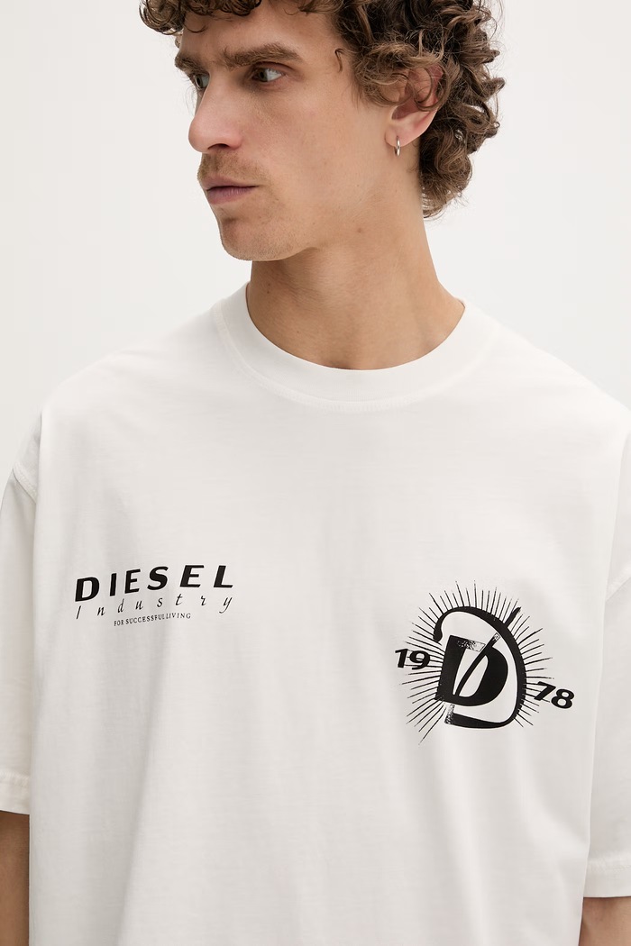 Diesel t-shirt Ανδρικό βαμβακερό T-BOGGY-V6 μπεζ A22505.0WICU