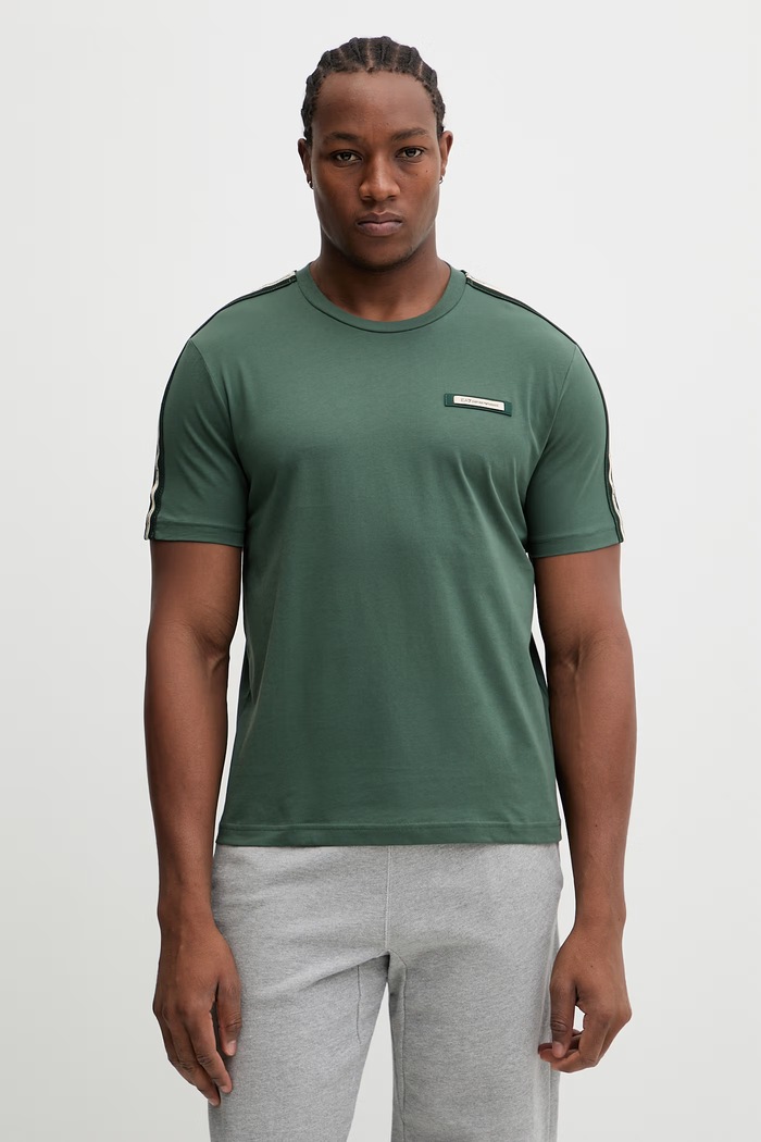 Bombažna kratka majica EA7 Emporio Armani Našitek zelena AF10375.7M001476