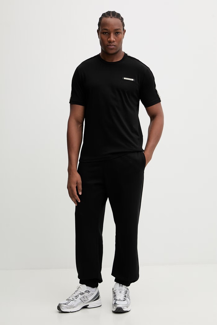 Bombažna kratka majica EA7 Emporio Armani AF10375.7M001476 črna SS26