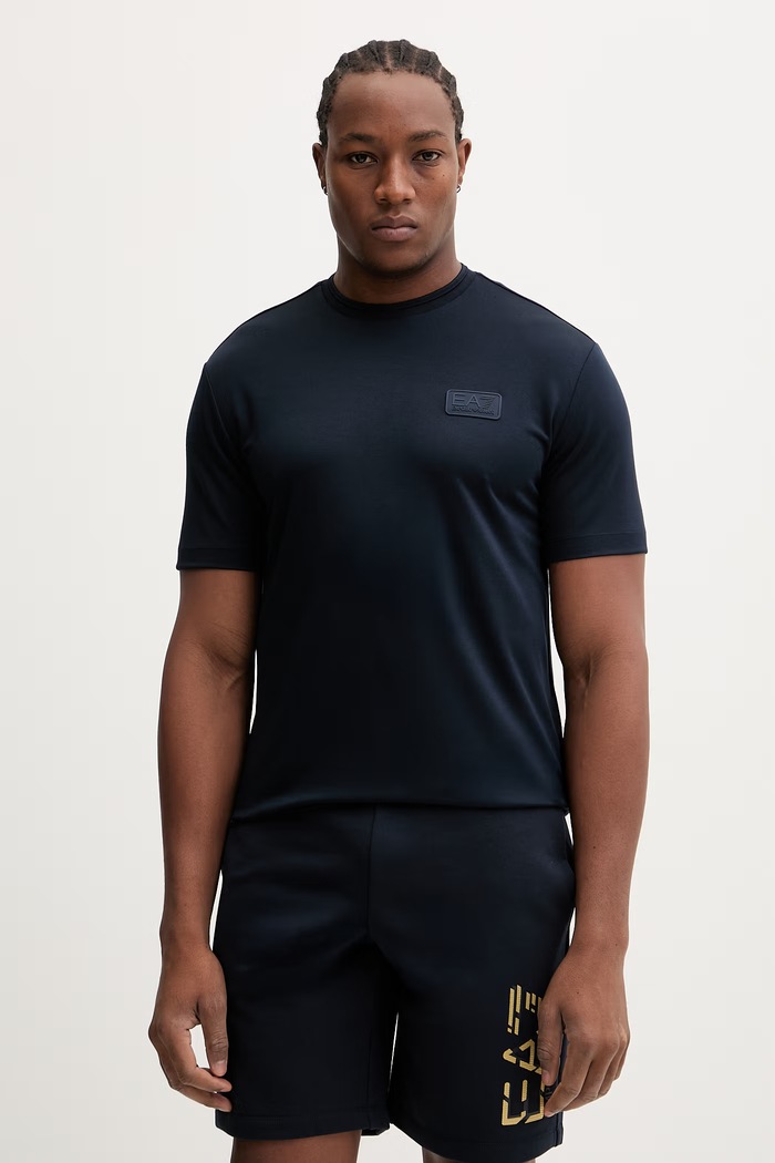 Tričko EA7 Emporio Armani jednofarebný tmavomodrá AF13862.7M001357