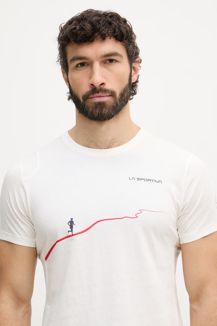 La Sportiva T-shirt sportowy męski bawełniany Trail beżowy ZACT165