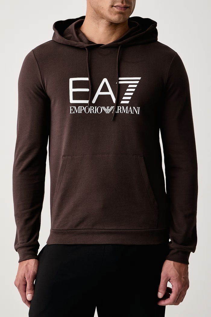 Bluza z kapturem męska bawełniana EA7 Emporio Armani AF22266.7M001413 brązowy