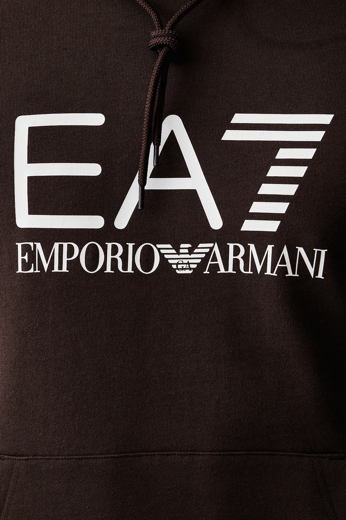 Bluza z kapturem męska bawełniana EA7 Emporio Armani brązowy AF22266.7M001413