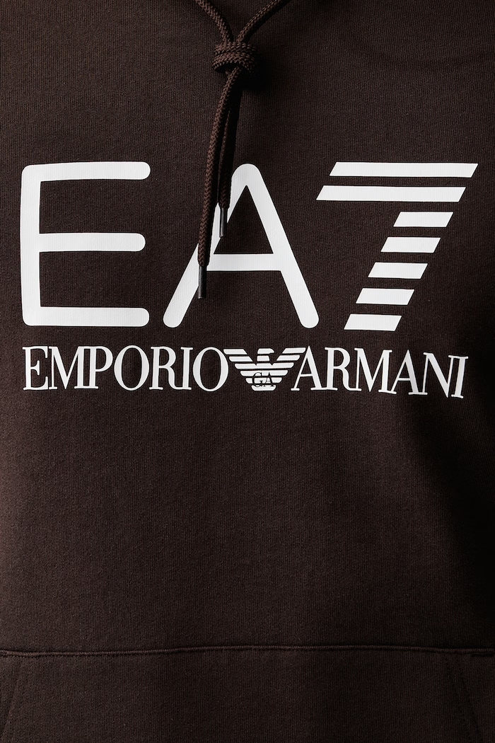 Bluza z kapturem męska bawełniana EA7 Emporio Armani brązowy AF22266.7M001413