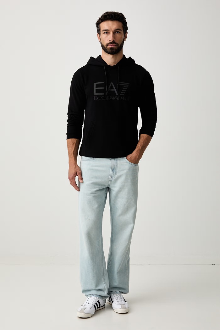 EA7 Emporio Armani bluza z kapturem męska bawełniana AF22266.7M001413 czarny SS26
