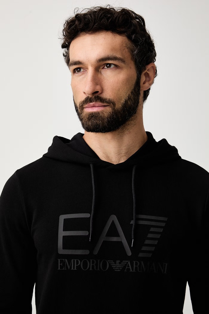 EA7 Emporio Armani bluza z kapturem męska bawełniana czarny AF22266.7M001413