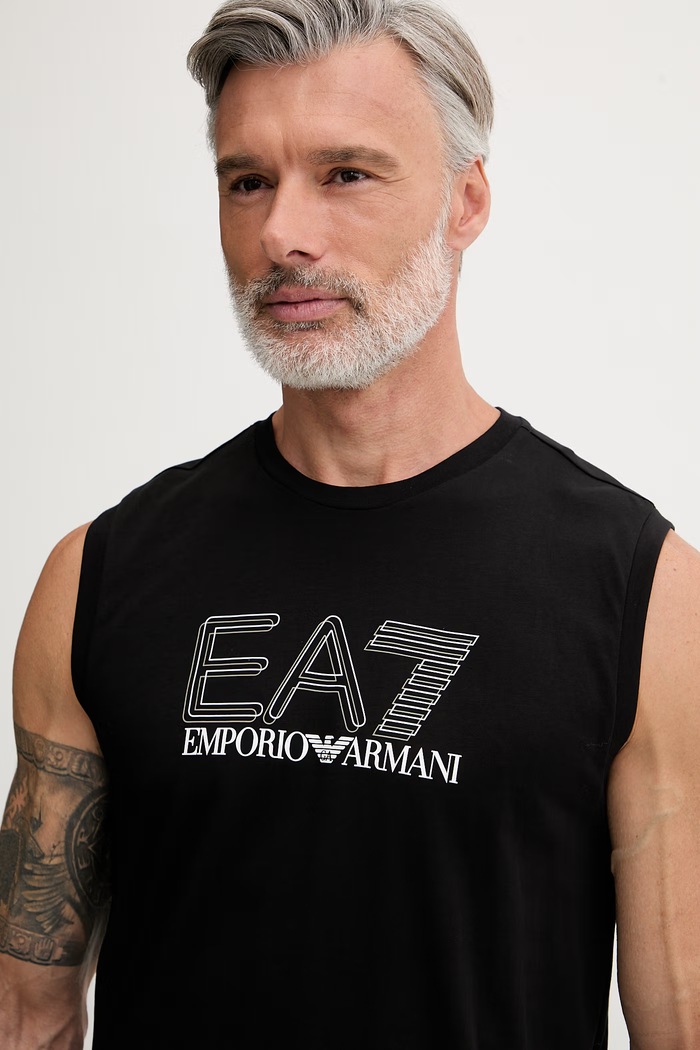 EA7 Emporio Armani top pánsky bavlnený čierna AF10375.7M001306