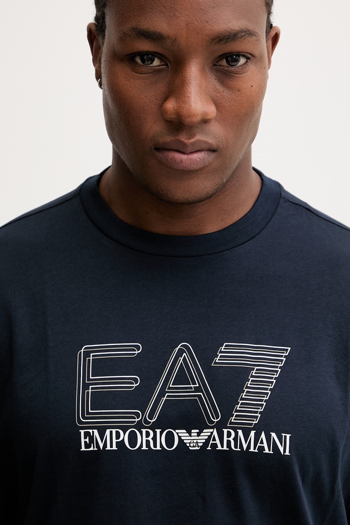 Bavlnené tričko EA7 Emporio Armani tmavomodrá AF10375.7M001309