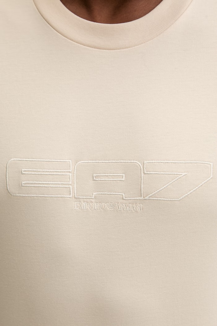 Bombažna kratka majica EA7 Emporio Armani AF10441.7M001498 bež