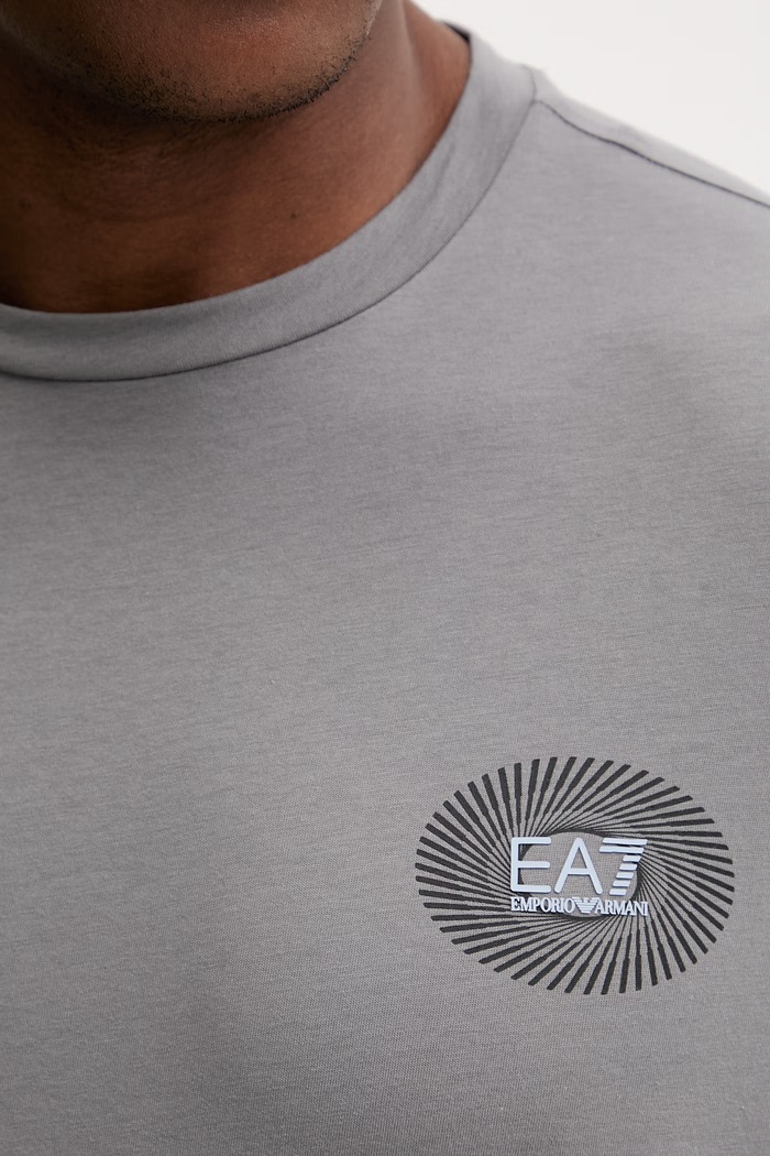 Bombažna kratka majica EA7 Emporio Armani AF22264.7M001419 siva