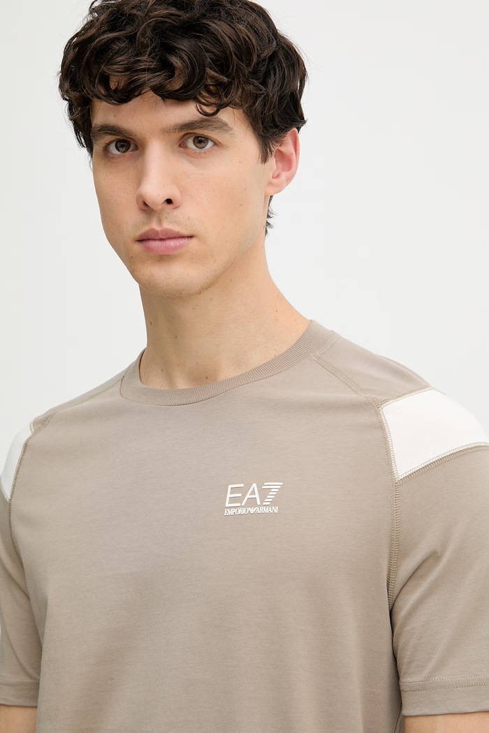 EA7 Emporio Armani kratka majica moška bombažna rjava AF10375.7M001624