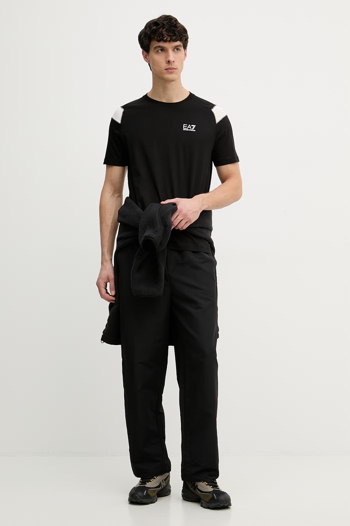 EA7 Emporio Armani kratka majica moška bombažna AF10375.7M001624 črna SS26