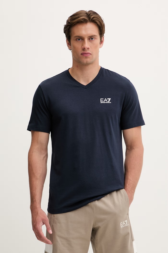 EA7 Emporio Armani T-shirt męski z bawełną granatowy PJVQZ.8NPT27