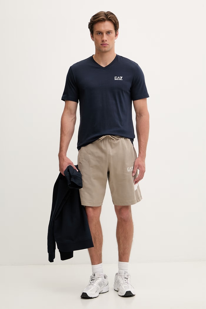 EA7 Emporio Armani T-shirt męski z bawełną PJVQZ.8NPT27 granatowy SS26