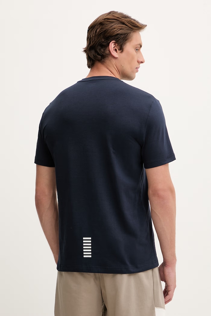 Odzież EA7 Emporio Armani T-shirt męski z bawełną PJVQZ.8NPT27 granatowy
