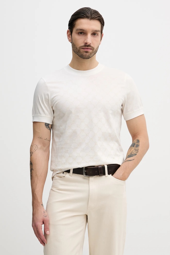 Joop! tricou din bumbac cu modele bej 30100492