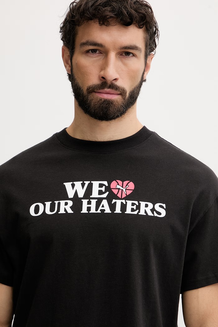 Puma pánske bavlnené tričko Out the mail Haters čierna 634953