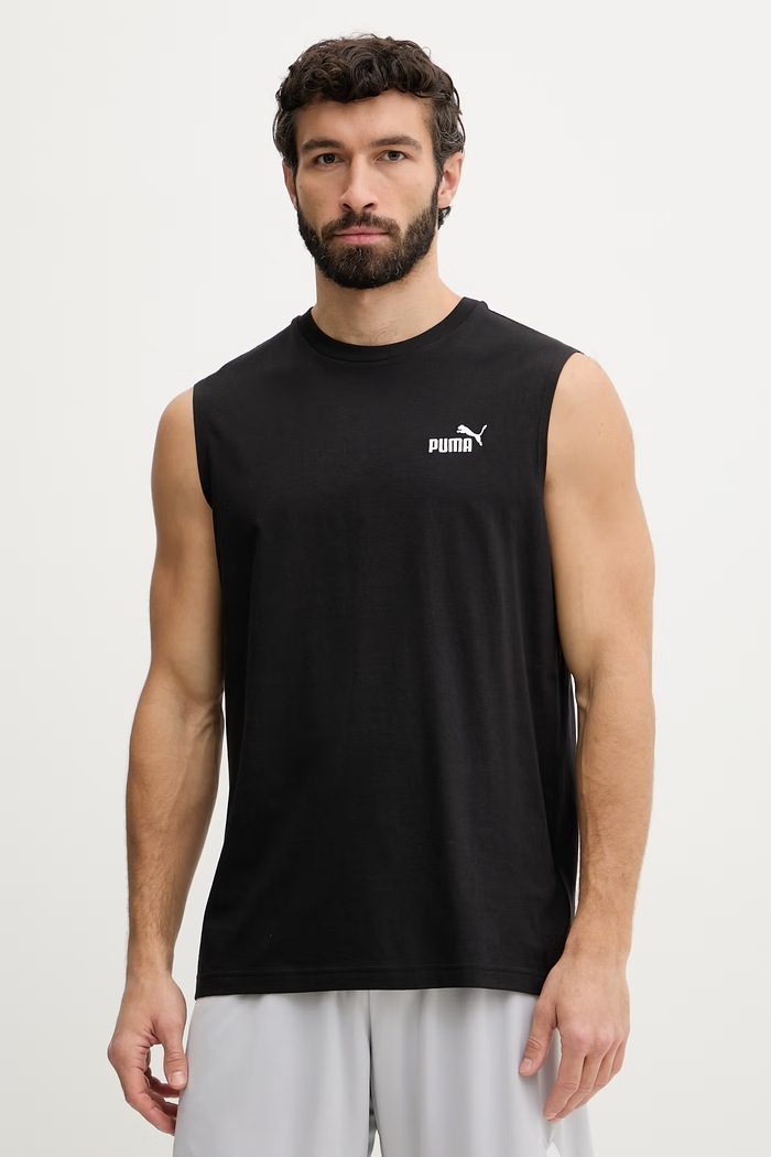 Puma мъжка памучна тениска Essential Logo черен 682626