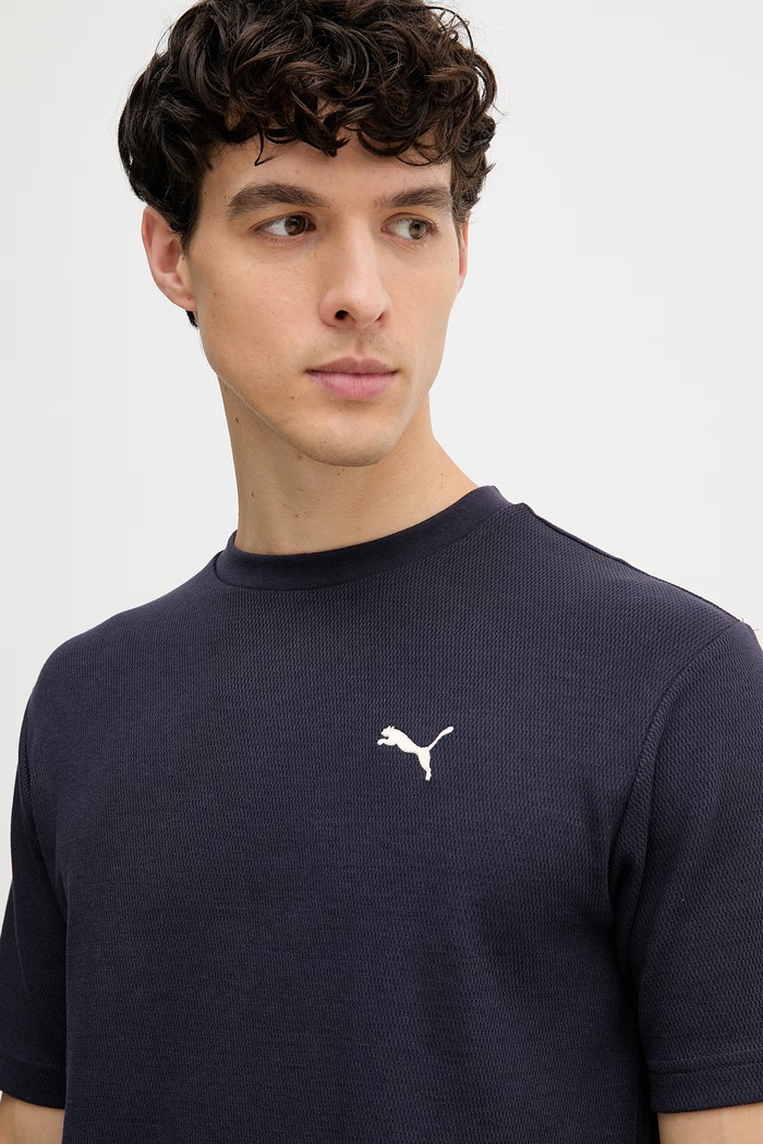 Puma kratka majica moška z bombažem Essential elevated mornarsko modra 692018