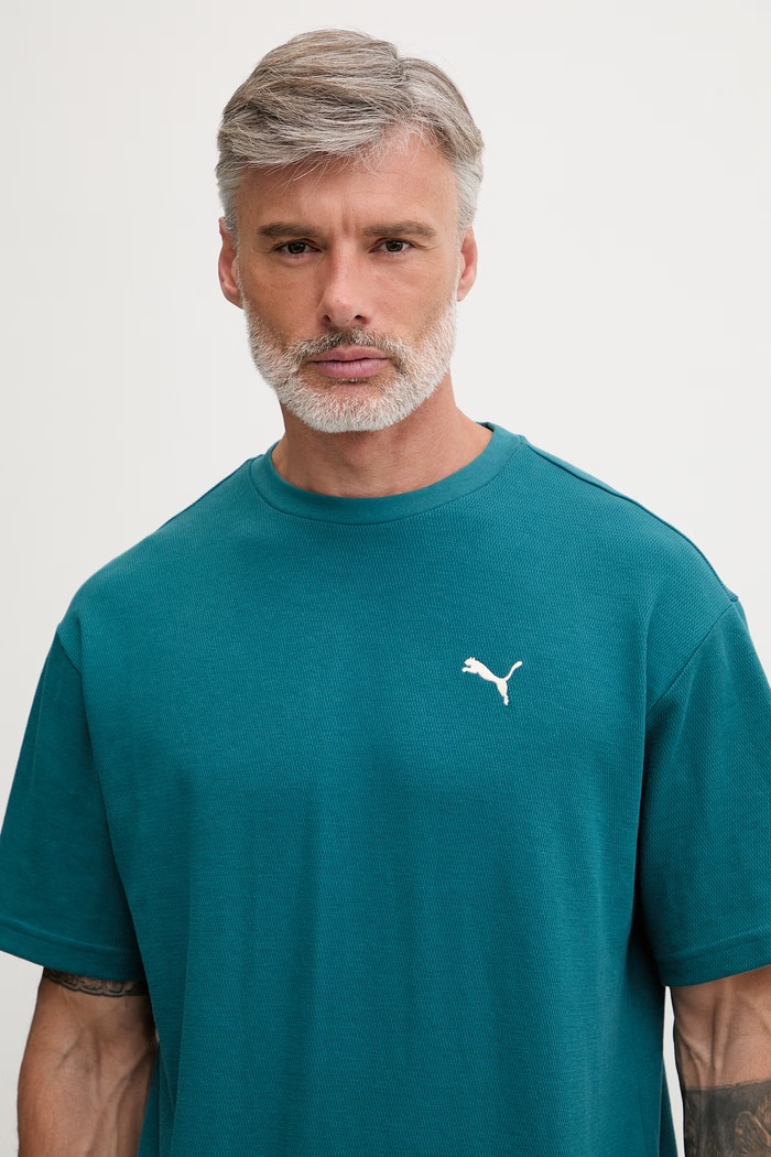 Puma kratka majica moška z bombažem Essential elevated turkizna 692018