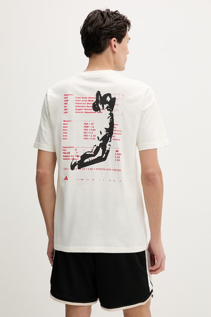adidas t-shirt bawełniany The Anx Hoop nadruk beżowy JZ5045