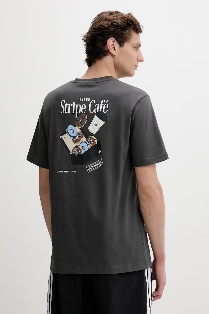 Bavlnené tričko adidas Coffee Cafe potlač sivá KB2502