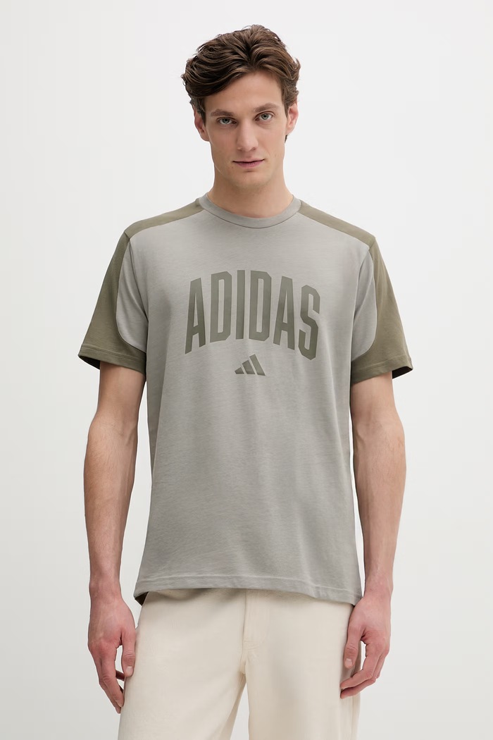 Bavlnené tričko adidas Collegiate potlač zelená KC3417