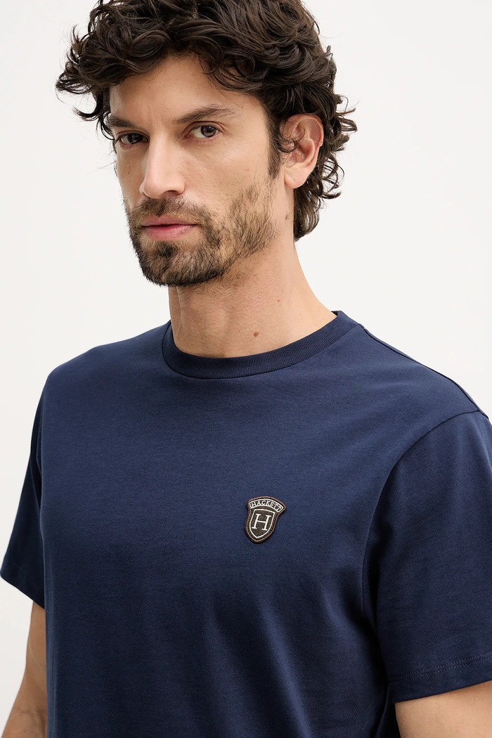 Бавовняна футболка Hackett London темно-синій HM5000063